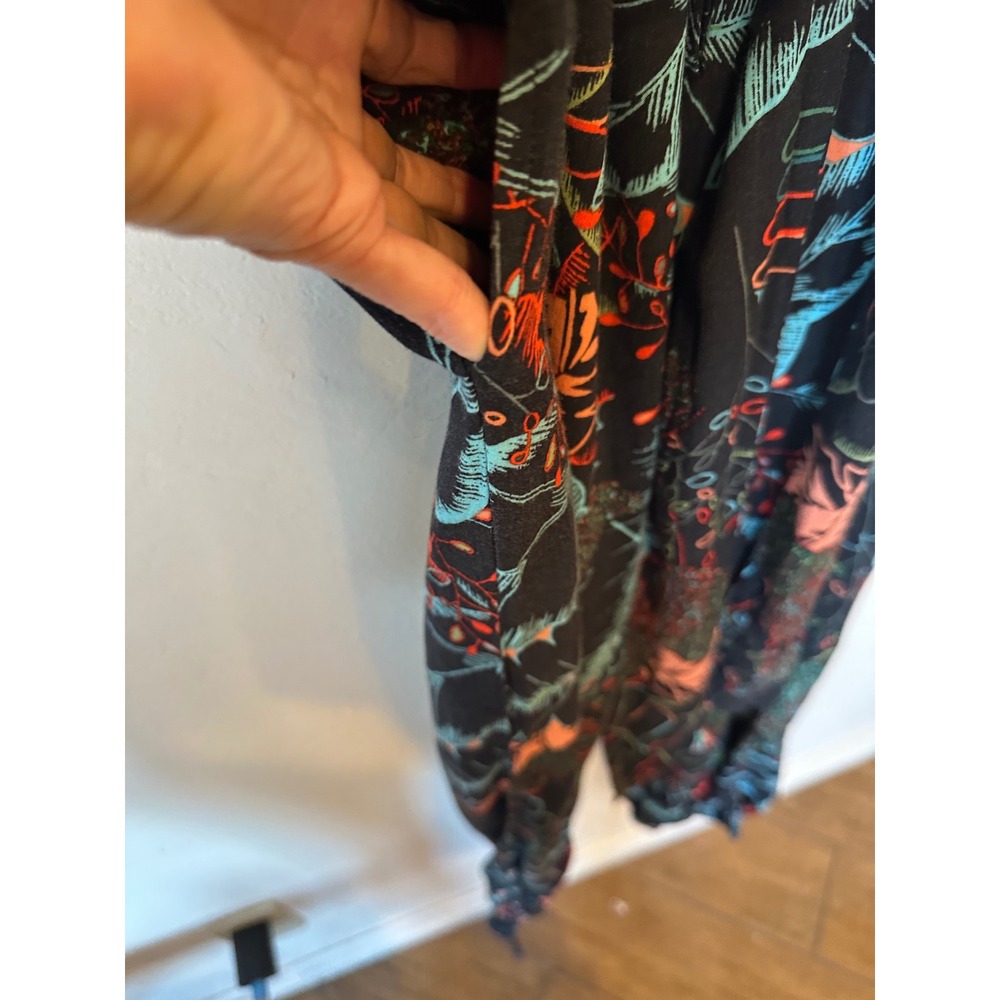 Maeve Anthropologie Tropical Botanical Print Tie Waist Jumpsuit Black XXS - Picture 5 of 12